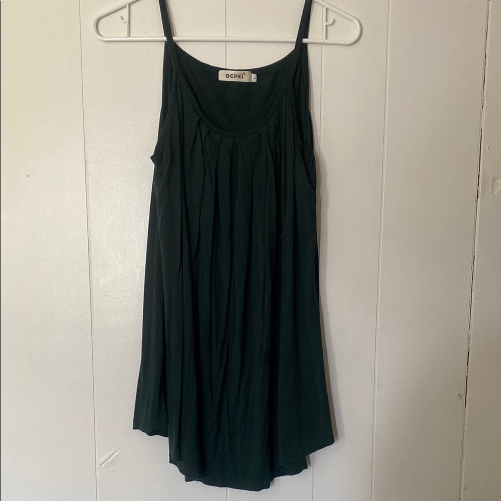 Emerald Green Pepei L Pleated Sleeveless Camisole